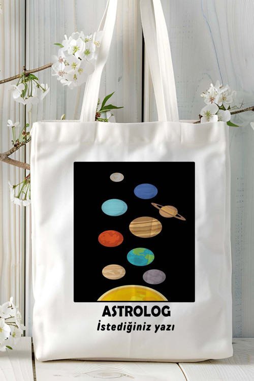 Art hedi̇ye astrolog Baskılı bez omuz çantası kişiye özel model 9