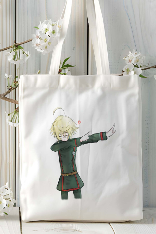 Art hedi̇ye Youjo Senki beyaz Baskılı bez omuz çantası kişiye özel model 1