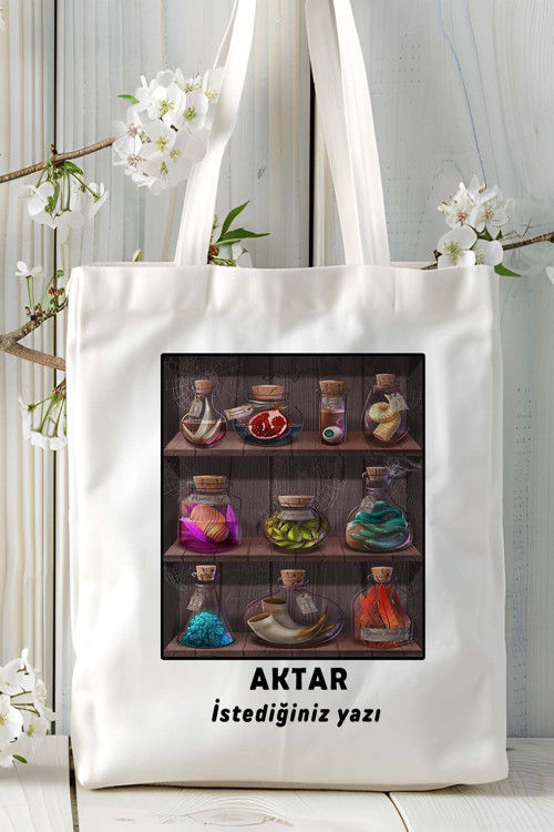 Art hedi̇ye aktar Baskılı bez omuz çantası kişiye özel model 2