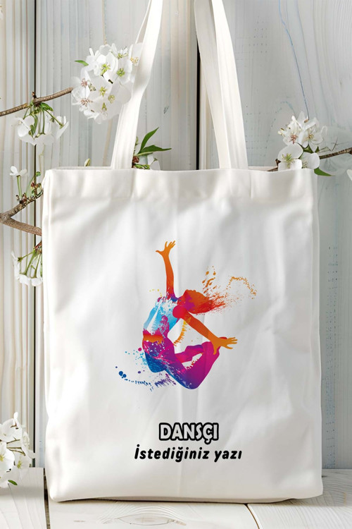 Art hedi̇ye dansçı Baskılı bez omuz çantası kişiye özel model 5