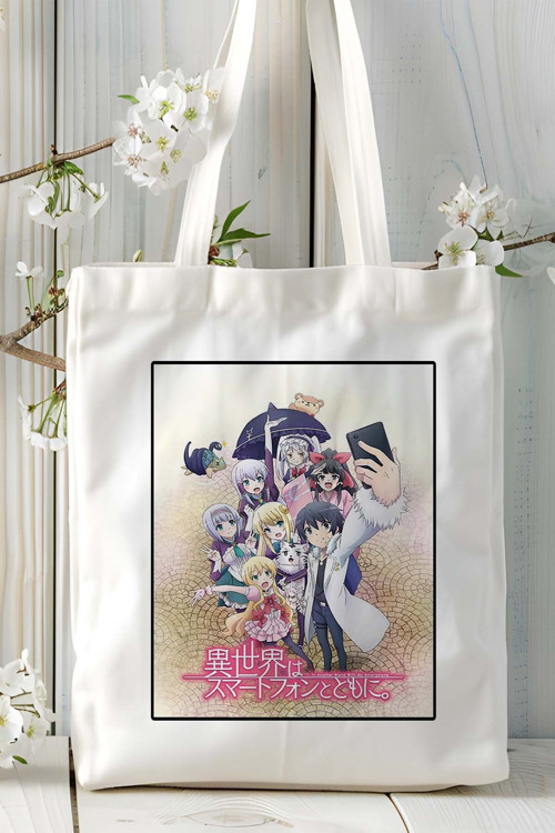 Art hedi̇ye Isekai wa Smartphone to Tomo ni. Baskılı bez omuz çantası kişiye özel model 2
