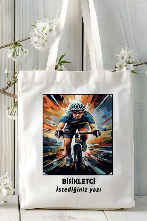 Art hedi̇ye bisikletci bisikletçi bisiklet Baskılı bez omuz çantası kişiye özel model 49