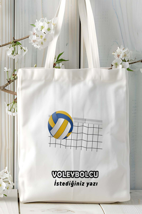Art hedi̇ye voleybolcu Baskılı bez omuz çantası kişiye özel model 10