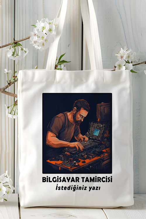 Art hedi̇ye bilgisayar tamircisi Baskılı bez omuz çantası kişiye özel model 18