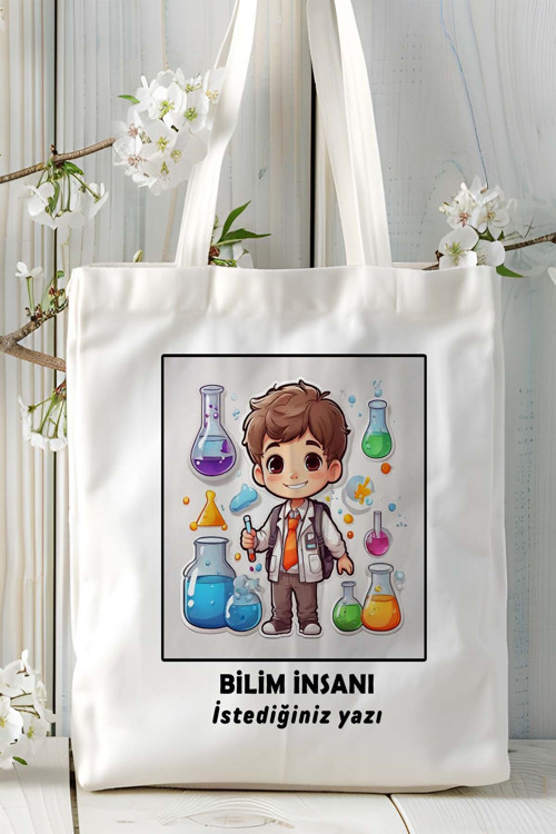 Art hedi̇ye bilim insanı Baskılı bez omuz çantası kişiye özel model 10