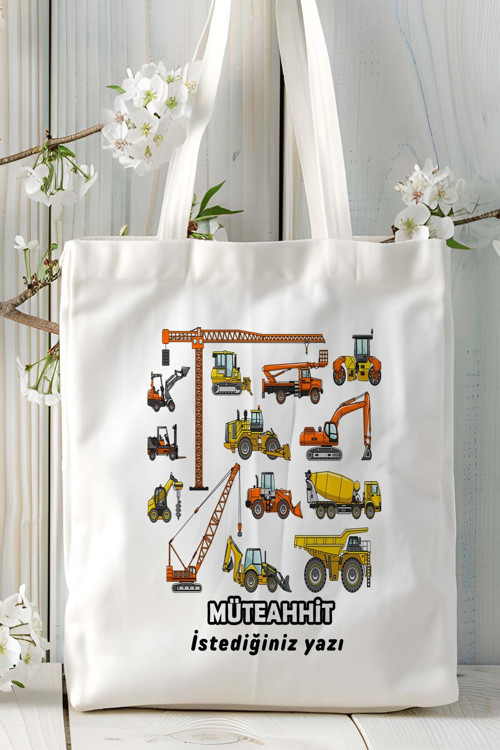 Art hedi̇ye müteahhit Baskılı bez omuz çantası kişiye özel model 6