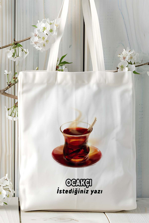 Art hedi̇ye ocakçı Baskılı bez omuz çantası kişiye özel model 2