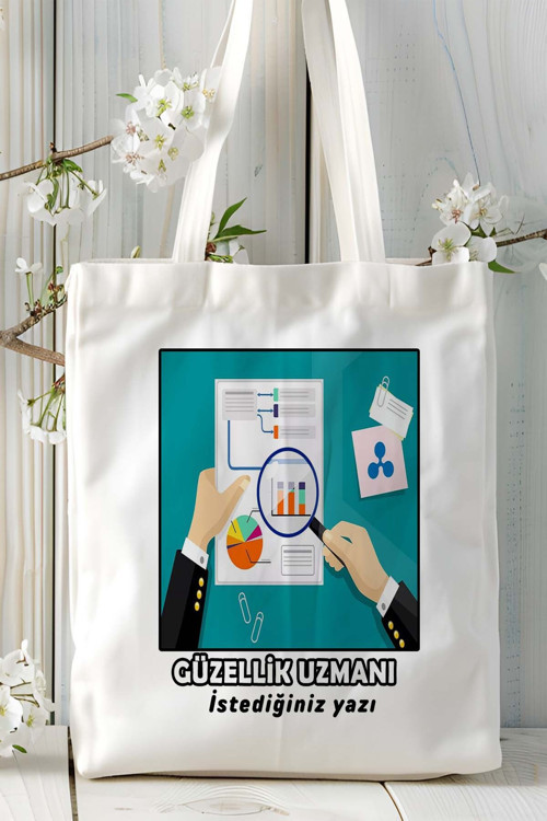 Art hedi̇ye güzellik uzmanı Baskılı bez omuz çantası kişiye özel model 1
