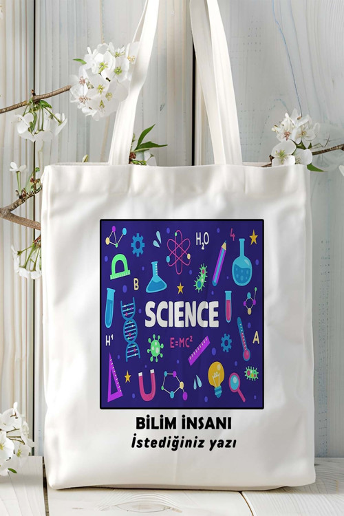 Art hedi̇ye bilim insanı Baskılı bez omuz çantası kişiye özel model 2