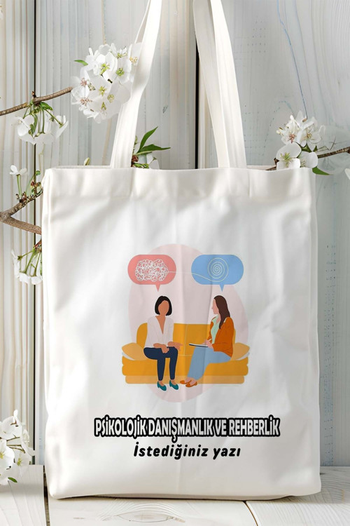 Art hedi̇ye psikolojik danışmanlık Baskılı bez omuz çantası kişiye özel model 2
