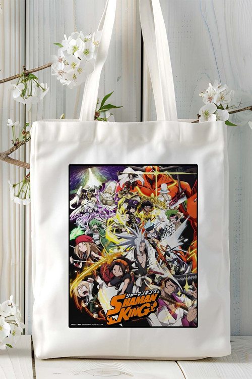 Art hedi̇ye Shaman King Baskılı bez omuz çantası kişiye özel model 1