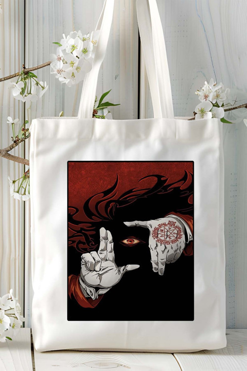 Art hedi̇ye Hellsing Baskılı bez omuz çantası kişiye özel model 1