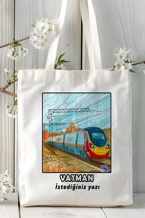 Art hedi̇ye vatman Baskılı bez omuz çantası kişiye özel model 3