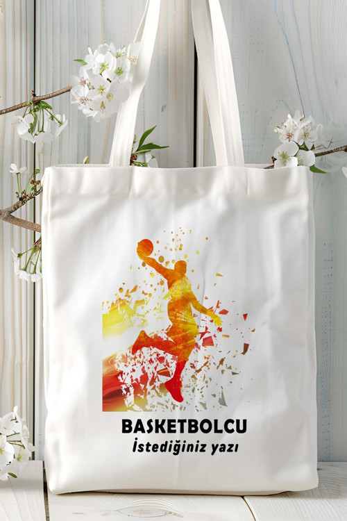 Art hedi̇ye basketbolcu basketbol basket Baskılı bez omuz çantası kişiye özel model 10