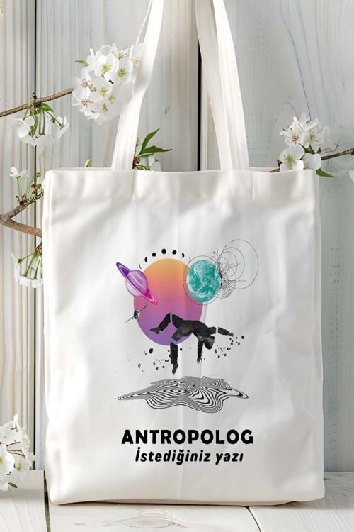 Art hedi̇ye antropolog Baskılı bez omuz çantası kişiye özel model 4