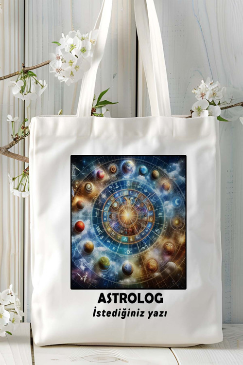 Art hedi̇ye astrolog Baskılı bez omuz çantası kişiye özel model 13