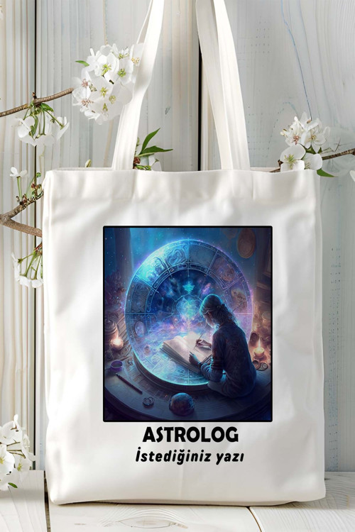 Art hedi̇ye astrolog Baskılı bez omuz çantası kişiye özel model 7