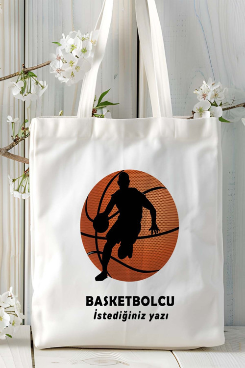 Art hedi̇ye basketbolcu basketbol basket Baskılı bez omuz çantası kişiye özel model 11