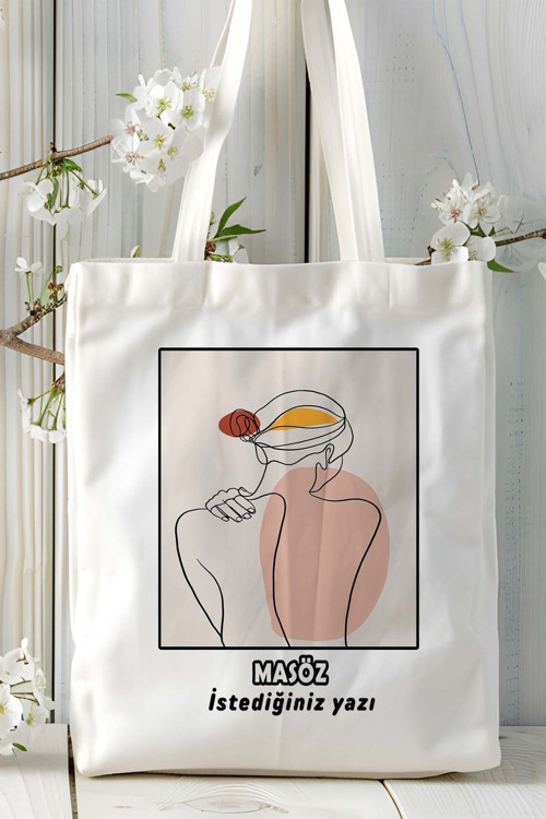 Art hedi̇ye masöz Baskılı bez omuz çantası kişiye özel model 8