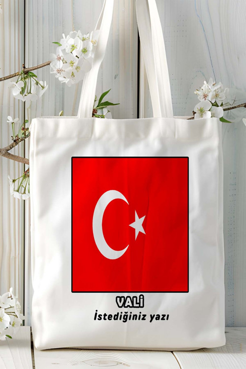 Art hedi̇ye vali Baskılı bez omuz çantası kişiye özel model 5