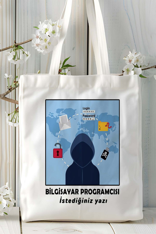 Art hedi̇ye bilgisayar programcısı Baskılı bez omuz çantası kişiye özel model 22