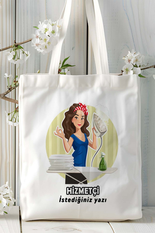 Art hedi̇ye hizmetçi Baskılı bez omuz çantası kişiye özel model 7