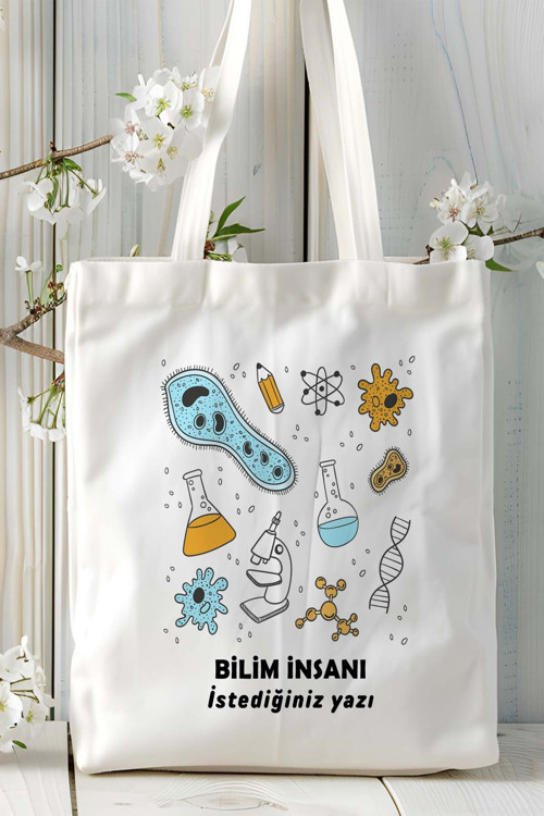 Art hedi̇ye bilim insanı Baskılı bez omuz çantası kişiye özel model 17
