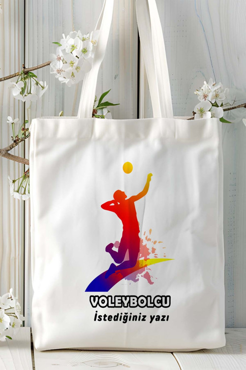 Art hedi̇ye voleybolcu Baskılı bez omuz çantası kişiye özel model 12