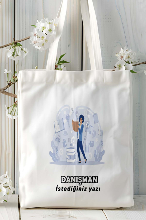 Art hedi̇ye danışman Baskılı bez omuz çantası kişiye özel model 4