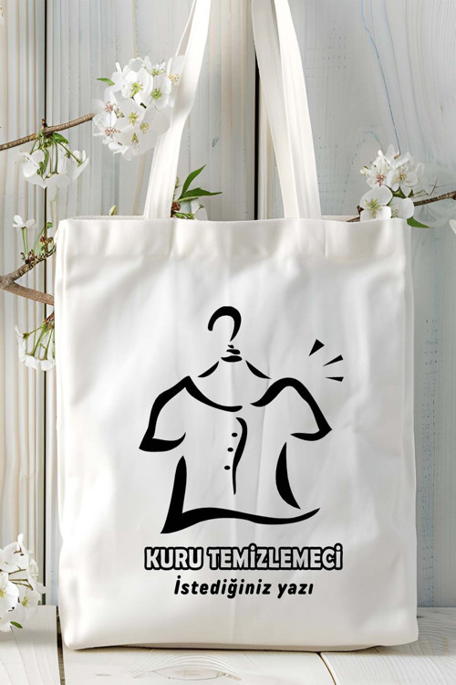 Art hedi̇ye kuru temizlemeci Baskılı bez omuz çantası kişiye özel model 4