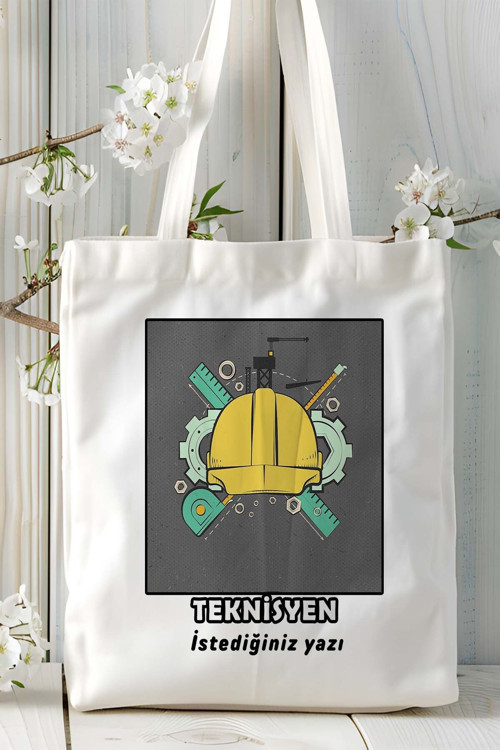 Art hedi̇ye teknisyen Baskılı bez omuz çantası kişiye özel model 1