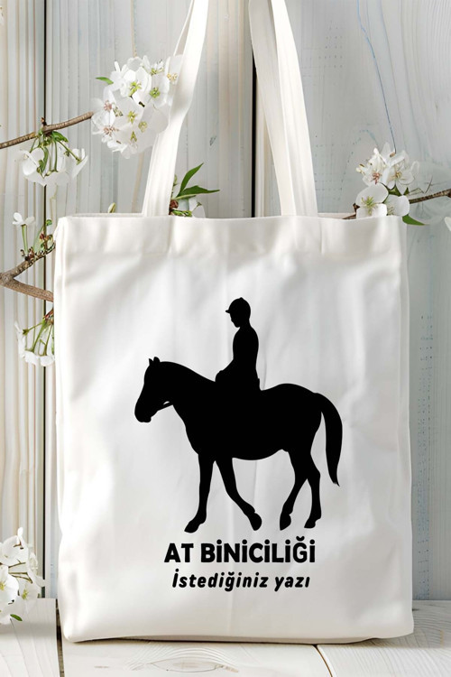 Art hedi̇ye at biniciliği atçılık at Baskılı bez omuz çantası kişiye özel model 33