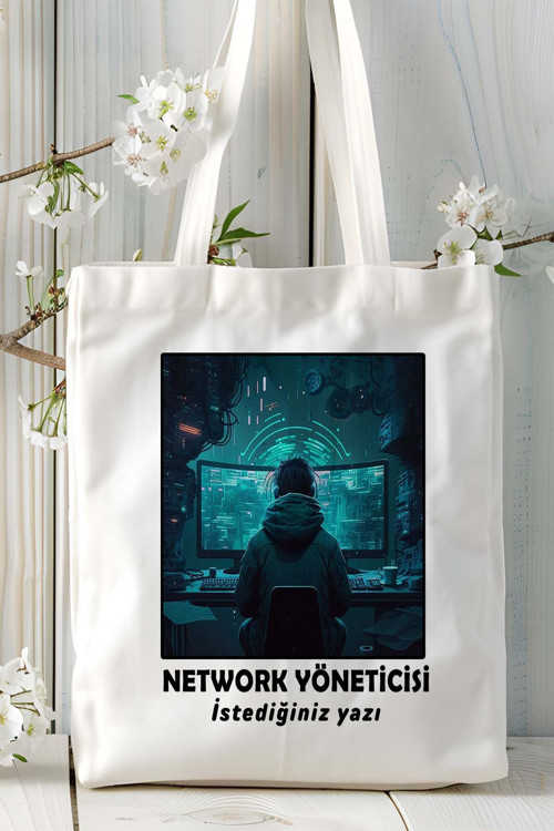 Art hedi̇ye network yöneticisi Baskılı bez omuz çantası kişiye özel model 1