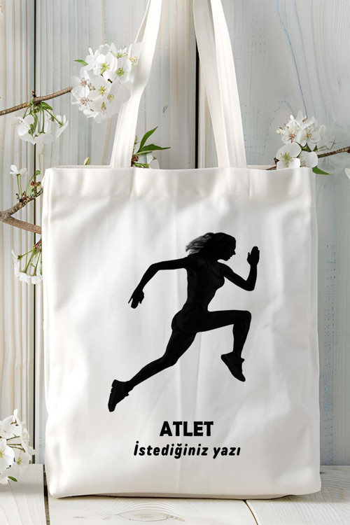 Art hedi̇ye atlet Baskılı bez omuz çantası kişiye özel model 15