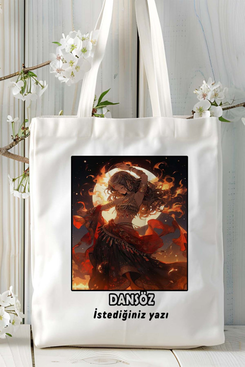 Art hedi̇ye dansöz Baskılı bez omuz çantası kişiye özel model 4