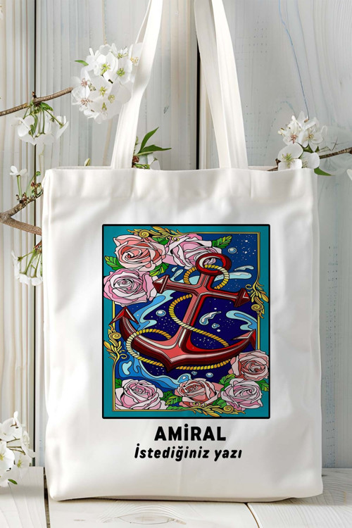 Art hedi̇ye amiral Baskılı bez omuz çantası kişiye özel model 3
