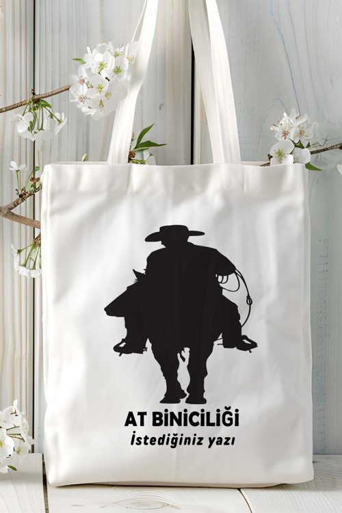 Art hedi̇ye at biniciliği atçılık at Baskılı bez omuz çantası kişiye özel model 36