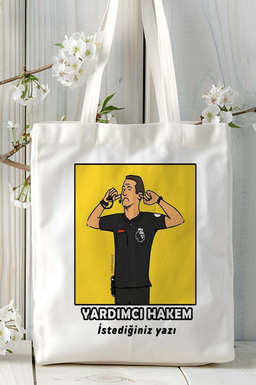 Art hedi̇ye yardımcı hakem Baskılı bez omuz çantası kişiye özel model 10