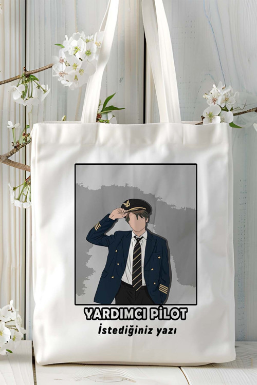 Art hedi̇ye yardımcı pilot Baskılı bez omuz çantası kişiye özel model 6
