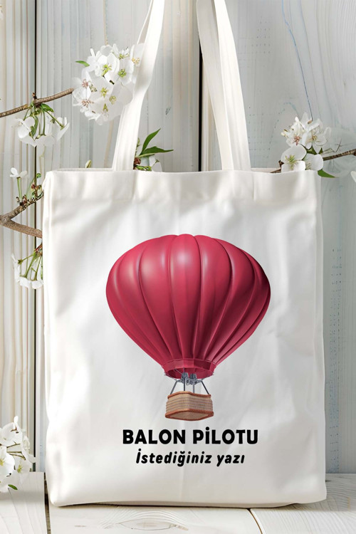 Art hedi̇ye balon pilotu Baskılı bez omuz çantası kişiye özel model 5