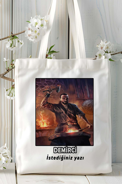 Art hedi̇ye demirci Baskılı bez omuz çantası kişiye özel model 6