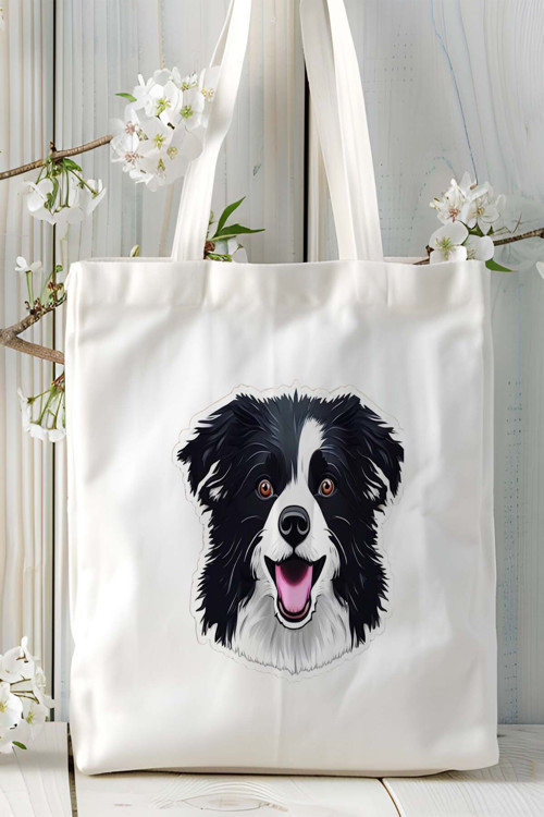 Art hedi̇ye Border Collie Köpek Baskılı Omuz Çanta Kişiye Özel model 6