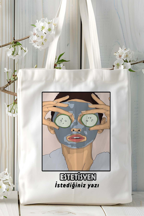 Art hedi̇ye estetisyen Baskılı bez omuz çantası kişiye özel model 11