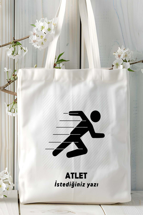 Art hedi̇ye atlet Baskılı bez omuz çantası kişiye özel model 11