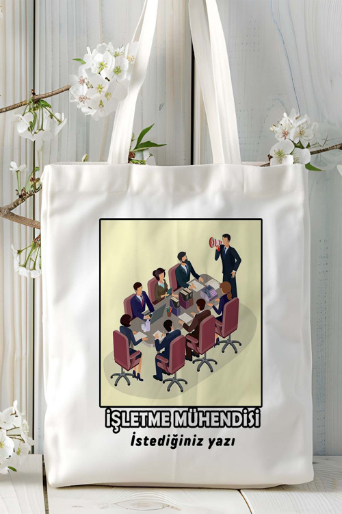 Art hedi̇ye işletme mühendisi Baskılı bez omuz çantası kişiye özel model 8