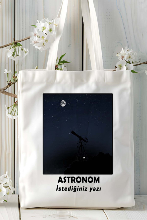 Art hedi̇ye astronom Baskılı bez omuz çantası kişiye özel model 19