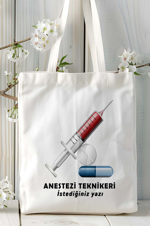 Art hedi̇ye anestezi teknikeri Baskılı bez omuz çantası kişiye özel model 3