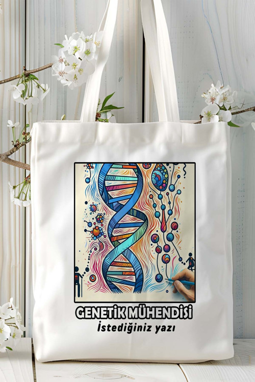 Art hedi̇ye genetik mühendisi Baskılı bez omuz çantası kişiye özel model 18