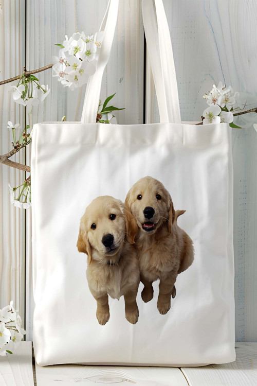 Art hedi̇ye Golden Retriever Köpek Baskılı Bez Çanta Omuz Çantası Kişiye Özel model 6
