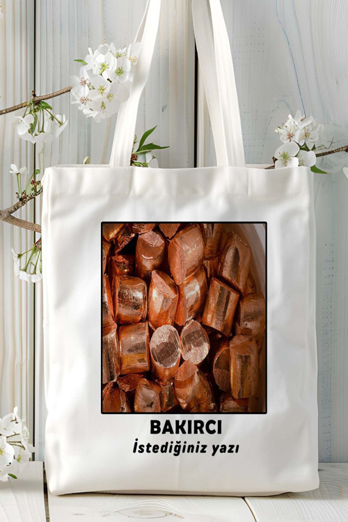 Art hedi̇ye bakırcı Baskılı bez omuz çantası kişiye özel model 1